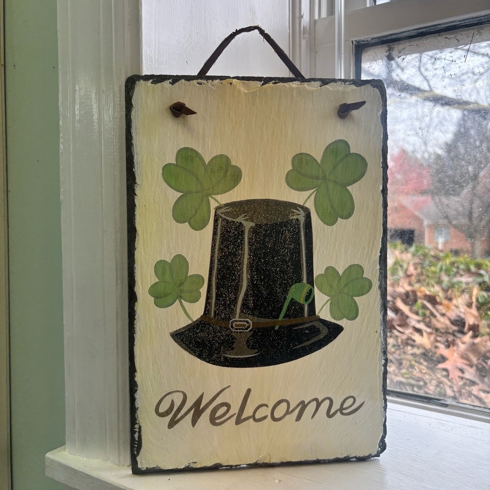 Welcome Sign Shamrock Slate St Patrick’s Day Slate Painted Slate